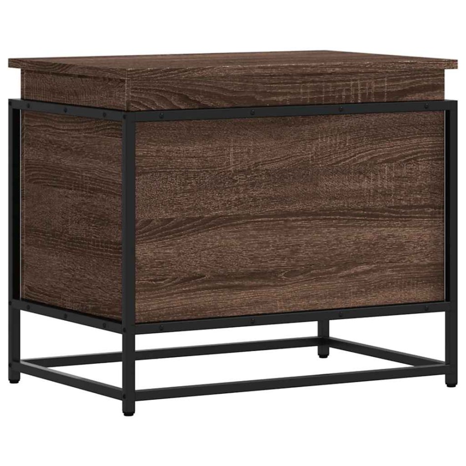 Caja de almacenaje con tapa madera marrón roble 60x40x51,5