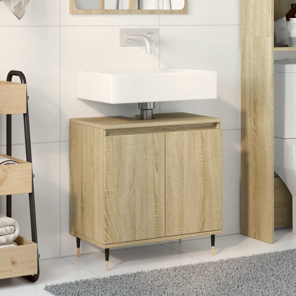Armario de baño madera de ingeniería roble Sonoma 58x33x60
