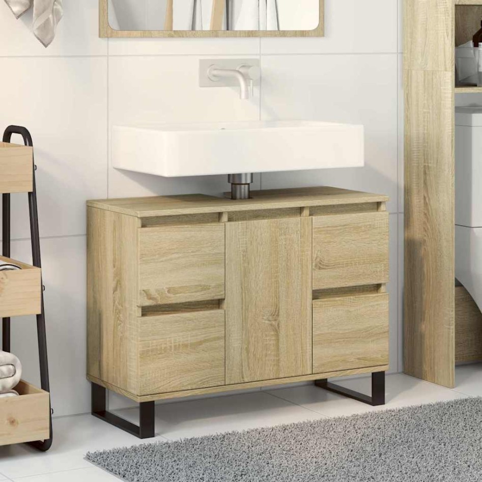 Mueble de baño madera de ingeniería roble Sonoma 80x33x60