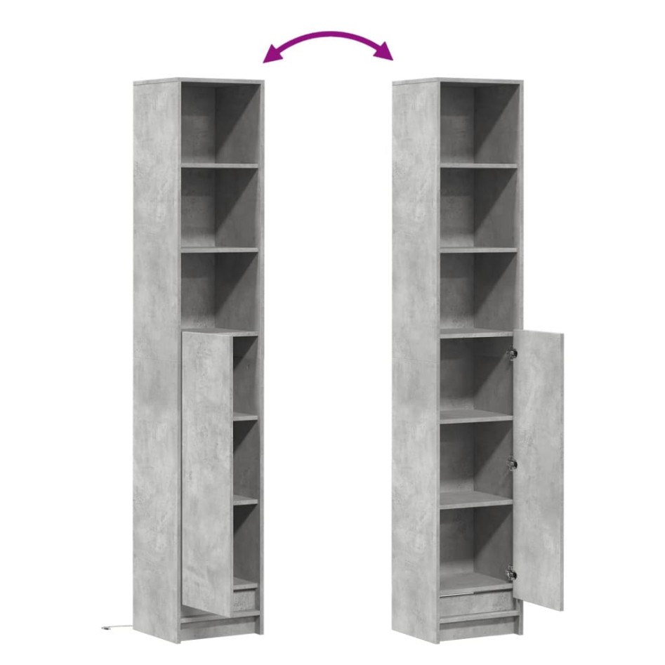 Aparador con LED madera ingeniería gris hormigón 36x32,5x200