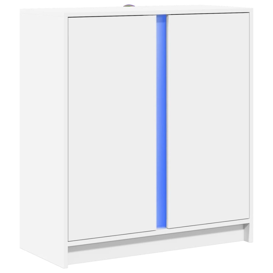 Aparador con luces LED madera de ingeniería blanco 77x34x85