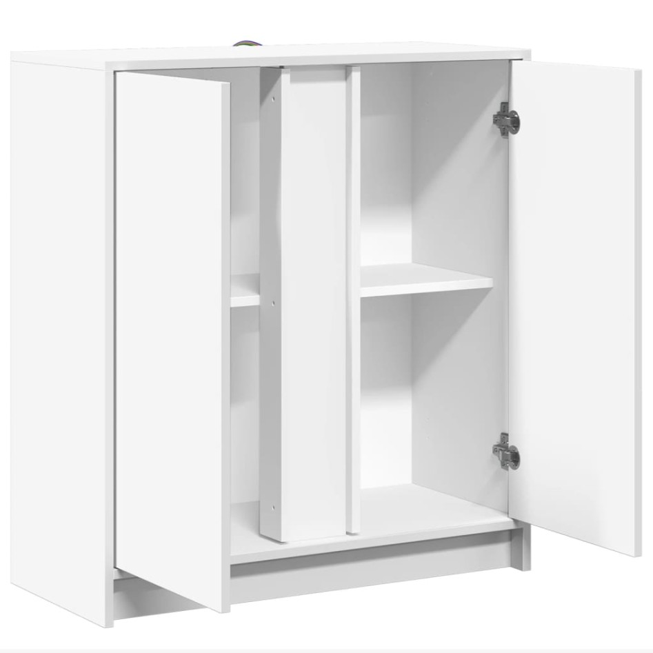 Aparador con luces LED madera de ingeniería blanco 77x34x85