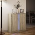Aparador con LED madera de ingeniería roble Sonoma 77x34x85