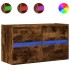Mueble de TV de pared con luces LED roble ahumado 80x31x45