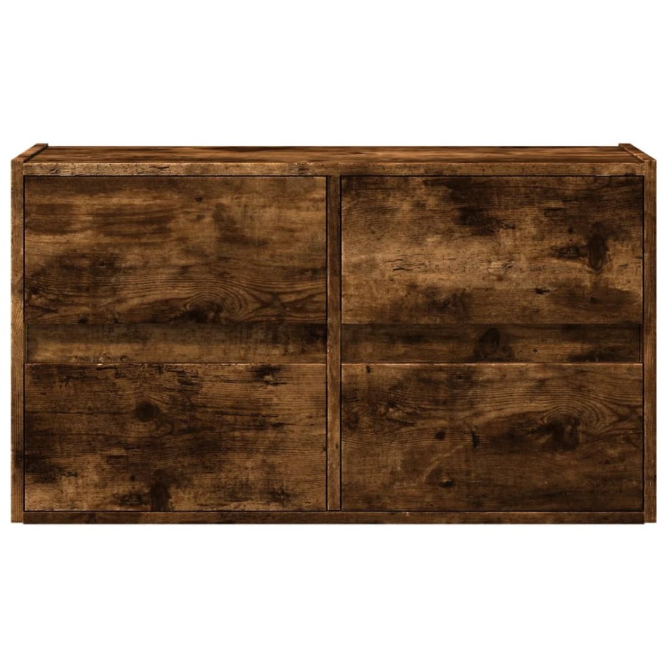 Mueble de TV de pared con luces LED roble ahumado 80x31x45