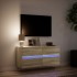 Mueble de TV de pared con luces LED roble Sonoma 100x31x45
