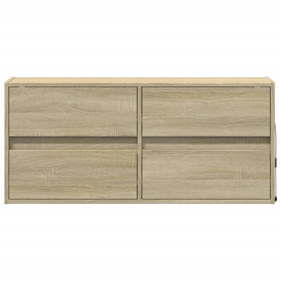 Mueble de TV de pared con luces LED roble Sonoma 100x31x45