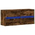 Mueble de TV de pared con luces LED roble ahumado 100x31x45