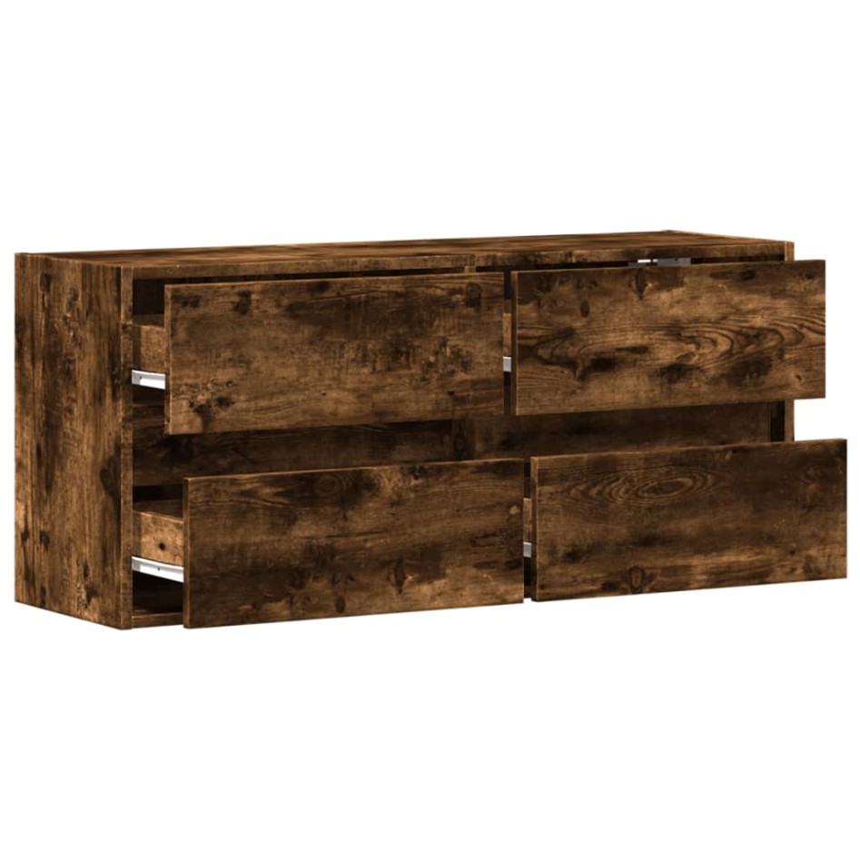 Mueble de TV de pared con luces LED roble ahumado 100x31x45