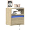 Muebles de TV de pared luces LED 2 uds roble Sonoma 41x31x45 cm
