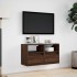 Muebles TV de pared luces LED 2 uds marrón roble 41x31x45