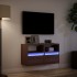 Muebles TV de pared luces LED 2 uds marrón roble 41x31x45