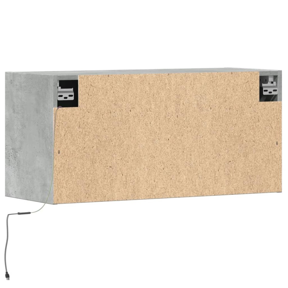 Mueble de TV de pared con luces LED gris hormigón 80x31x35