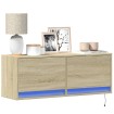 Mueble de TV de pared con luces LED roble Sonoma 100x31x35 cm