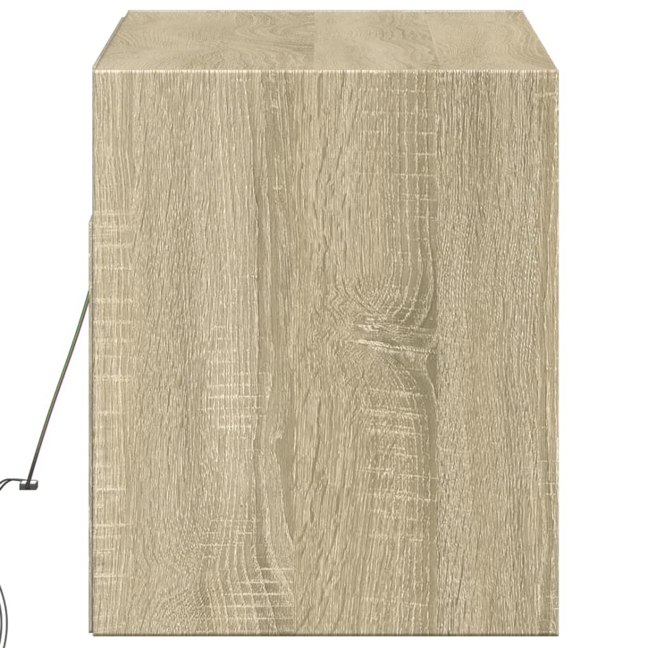 Mueble de TV de pared con luces LED roble Sonoma 100x31x35