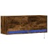 Mueble de TV de pared con luces LED roble ahumado 100x31x35