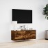 Mueble de TV de pared con luces LED roble ahumado 100x31x35
