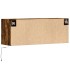 Mueble de TV de pared con luces LED roble ahumado 100x31x35
