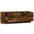 Mueble de TV de pared con luces LED roble ahumado 100x31x35