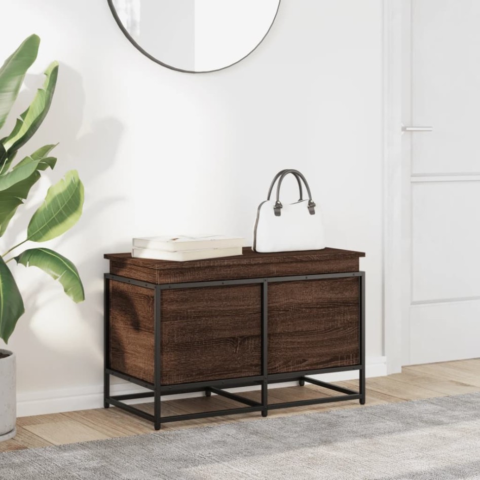 Caja de almacenaje con tapa madera marrón roble 80x40x51,5