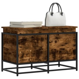 Caja de almacenaje con tapa madera roble ahumado 80x40x51,5