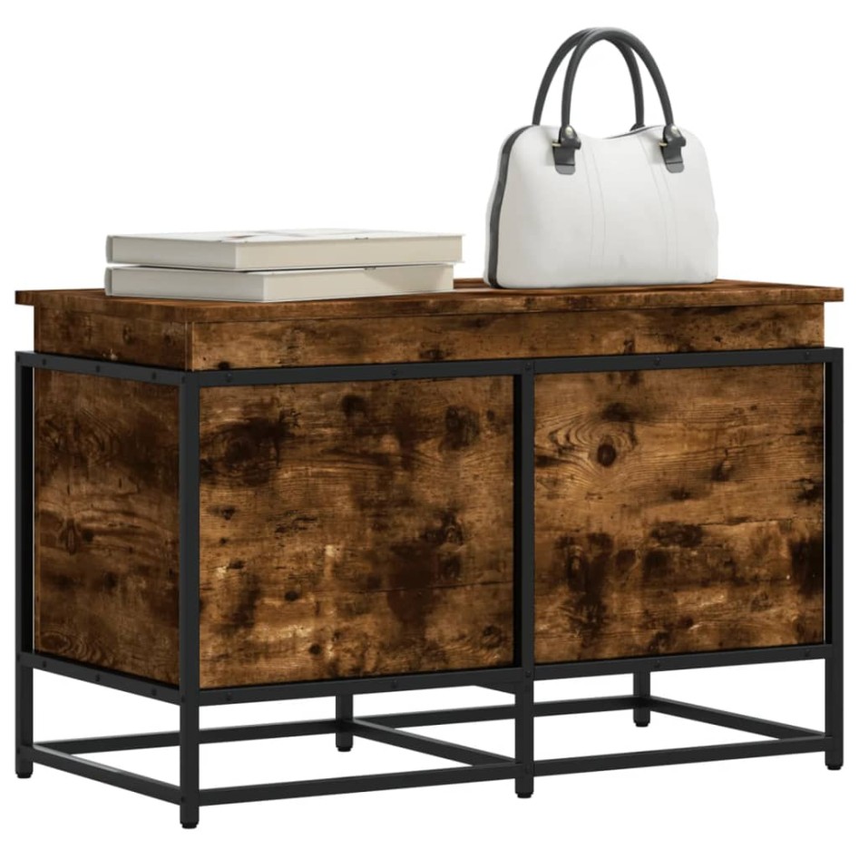 Caja de almacenaje con tapa madera roble ahumado 80x40x51,5