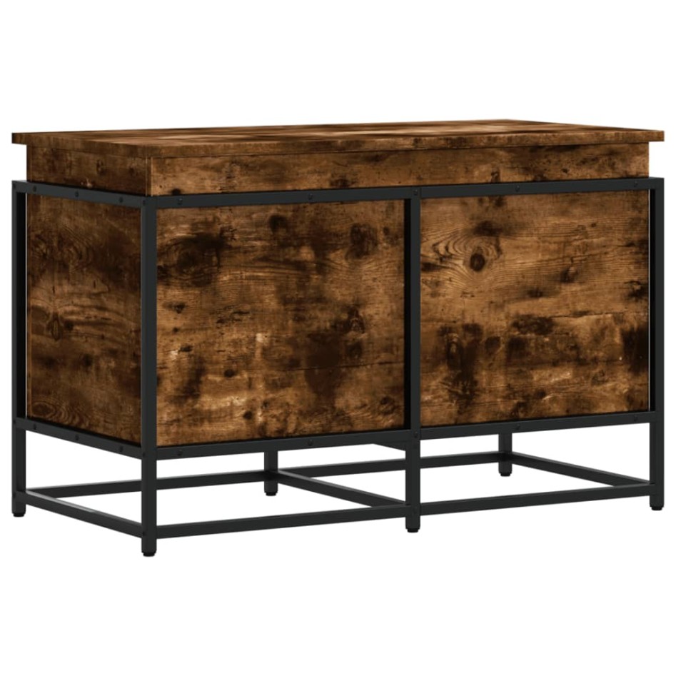 Caja de almacenaje con tapa madera roble ahumado 80x40x51,5