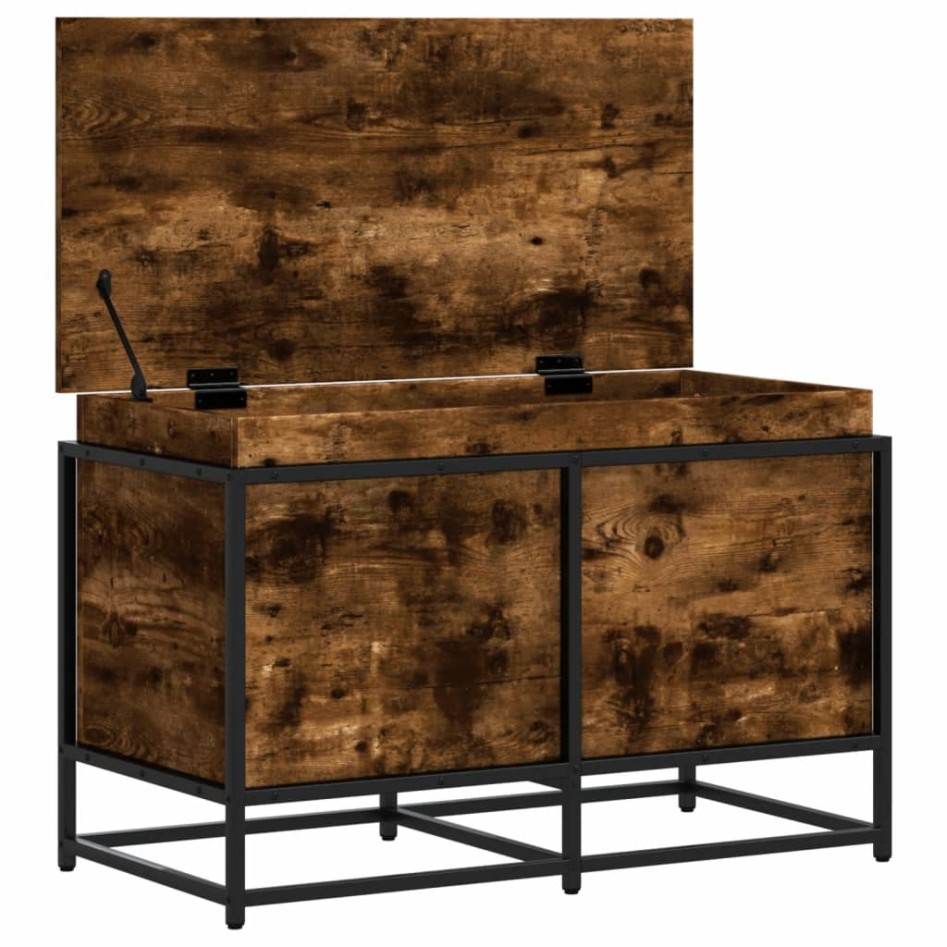 Caja de almacenaje con tapa madera roble ahumado 80x40x51,5