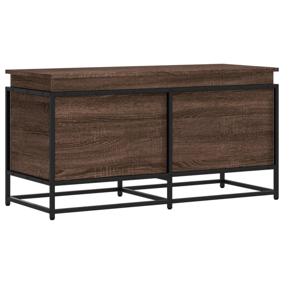 Caja de almacenaje con tapa madera marrón roble 100x40x51,5