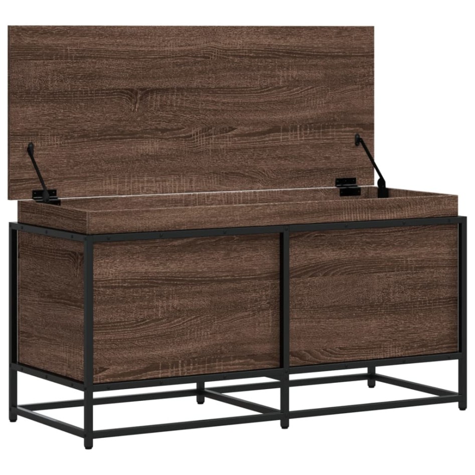 Caja de almacenaje con tapa madera marrón roble 100x40x51,5