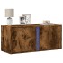 Mueble de TV de pared con luces LED roble ahumado 80x31x35