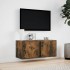 Mueble de TV de pared con luces LED roble ahumado 80x31x35