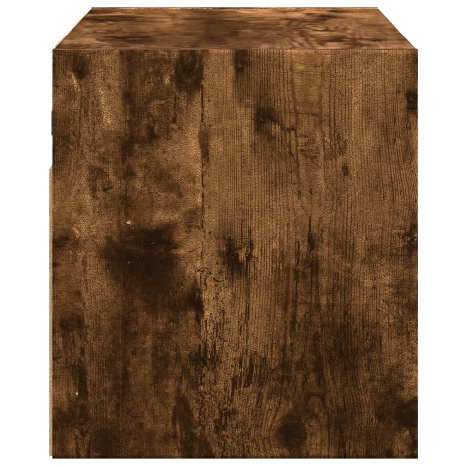 Mueble de TV de pared con luces LED roble ahumado 80x31x35