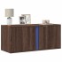Mueble de TV de pared con luces LED roble marrón 80x31x35