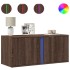 Mueble de TV de pared con luces LED roble marrón 80x31x35