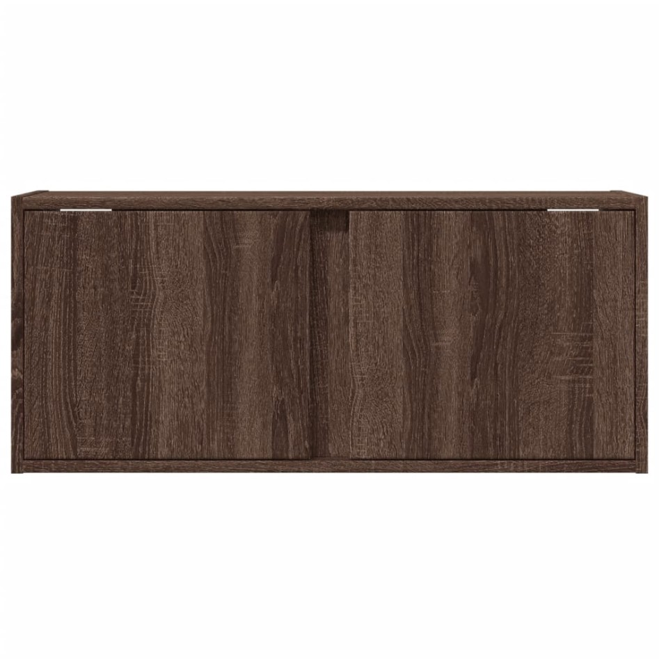 Mueble de TV de pared con luces LED roble marrón 80x31x35