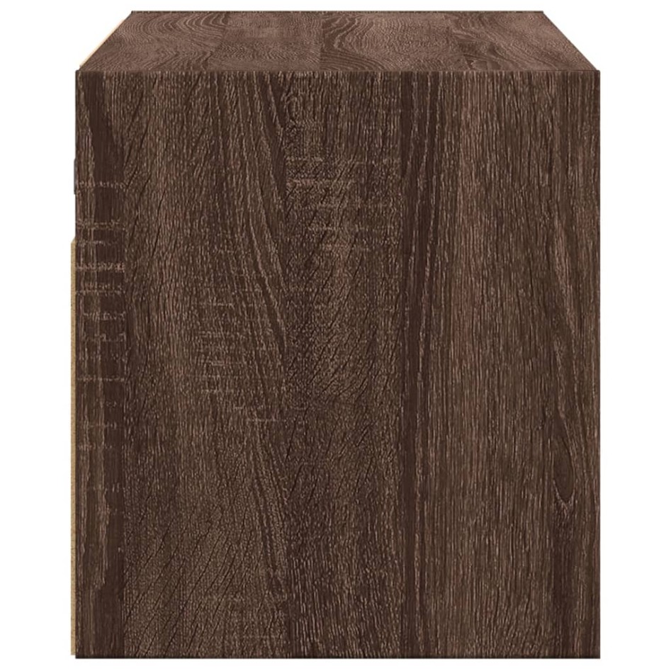 Mueble de TV de pared con luces LED roble marrón 80x31x35