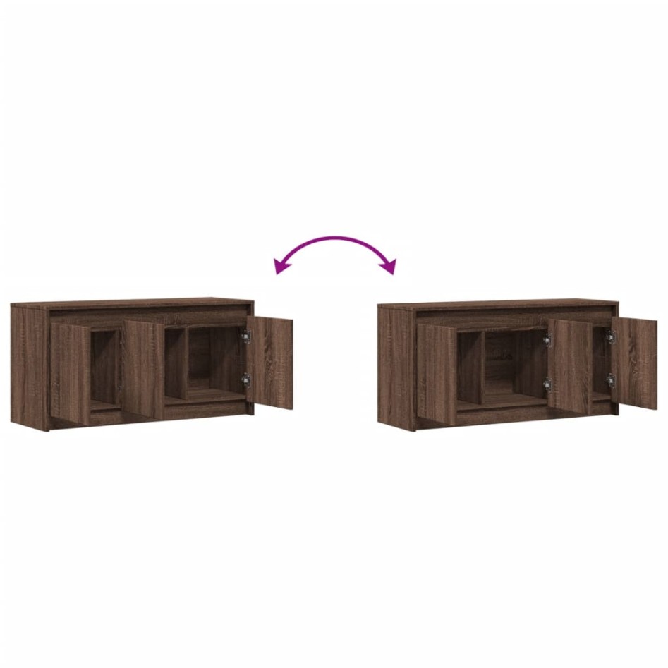Mueble de TV LED madera ingeniería marrón roble 100x34x50