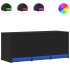 Mueble de TV con LED madera de ingeniería negro 97x34x40