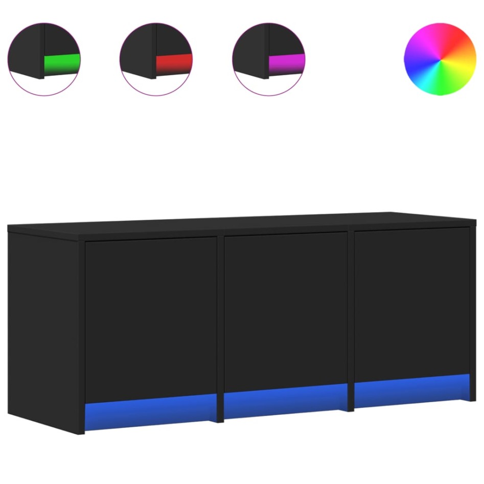 Mueble de TV con LED madera de ingeniería negro 97x34x40