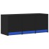 Mueble de TV con LED madera de ingeniería negro 97x34x40