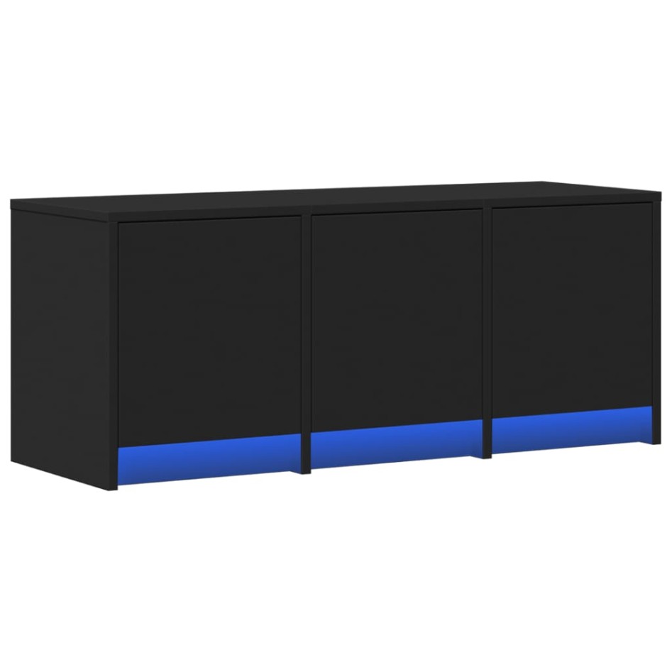 Mueble de TV con LED madera de ingeniería negro 97x34x40