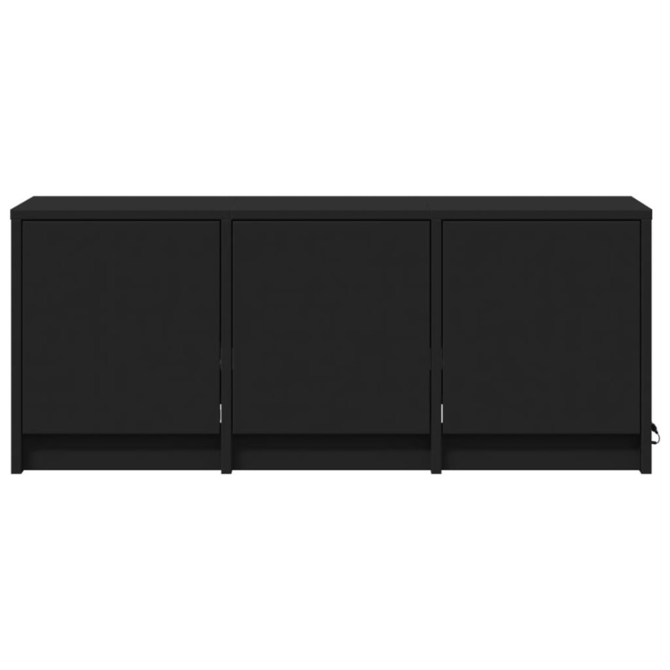 Mueble de TV con LED madera de ingeniería negro 97x34x40