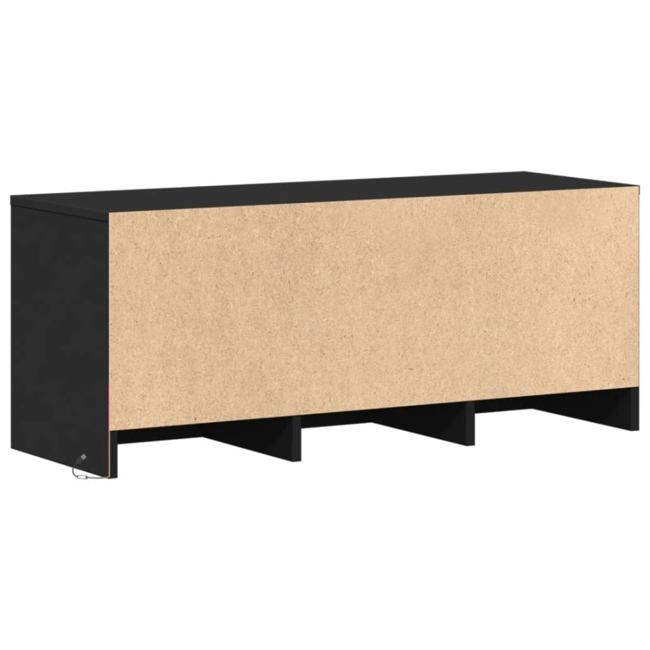Mueble de TV con LED madera de ingeniería negro 97x34x40