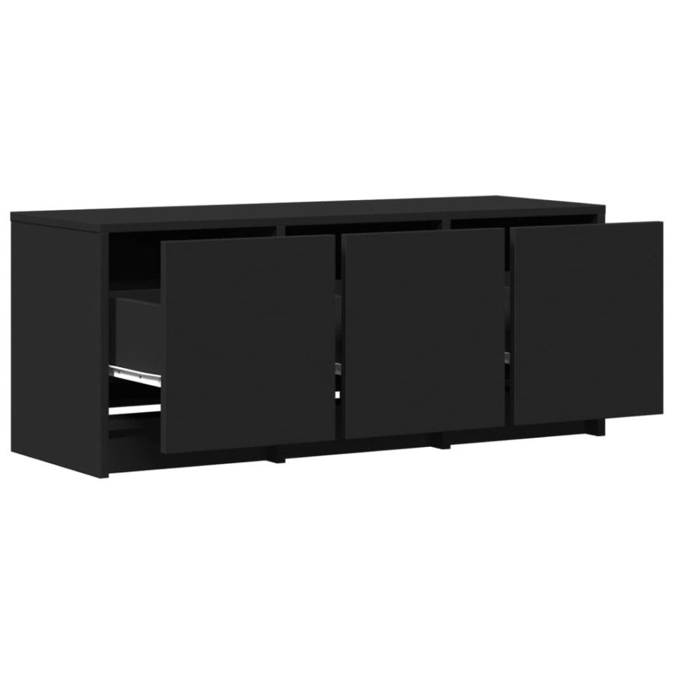 Mueble de TV con LED madera de ingeniería negro 97x34x40