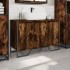 Armario lavabo baño madera ingeniería roble ahumado 91x35x60