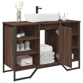Armario lavabo baño madera ingeniería marrón roble 91x35x60