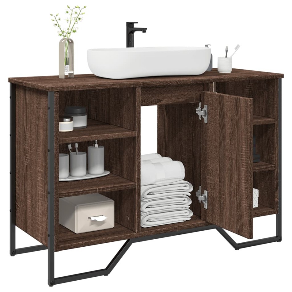 Armario lavabo baño madera ingeniería marrón roble 91x35x60