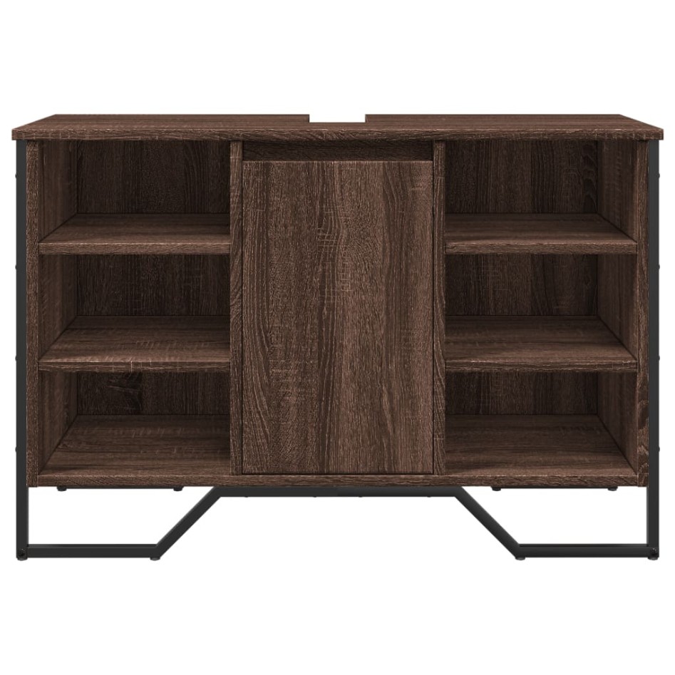 Armario lavabo baño madera ingeniería marrón roble 91x35x60