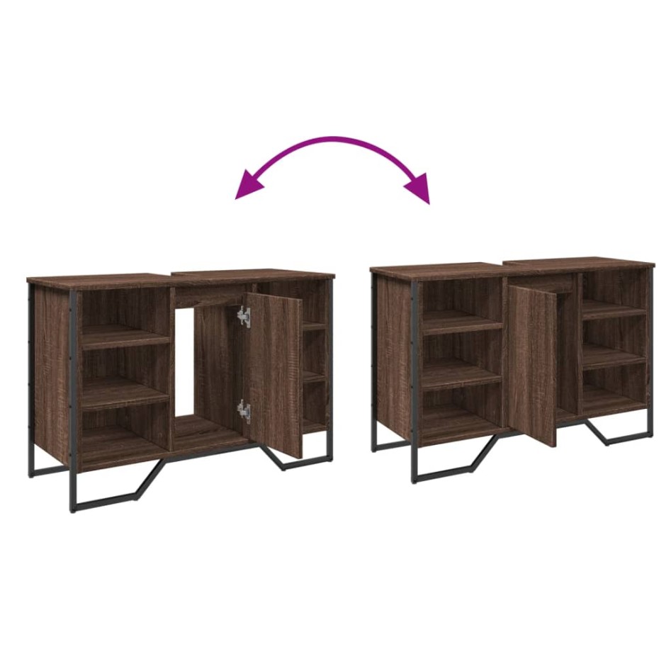 Armario lavabo baño madera ingeniería marrón roble 91x35x60